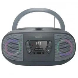 Fonestar Radio CD Boombox Portátil con Bluetooth, FM, USB/MP3, Entrada Aux, Salida Auriculares y Efectos Luminosos - Gris